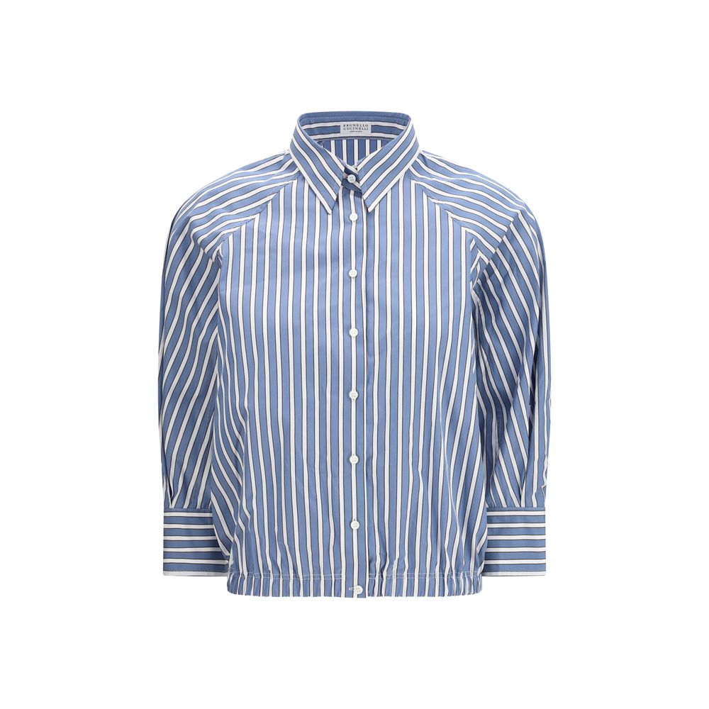 Shadow Stripe Poplin Shirt — Blue