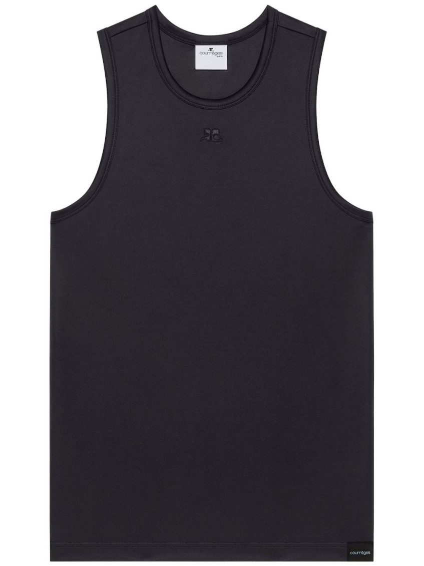 Black Embroidered Logo Tank Top