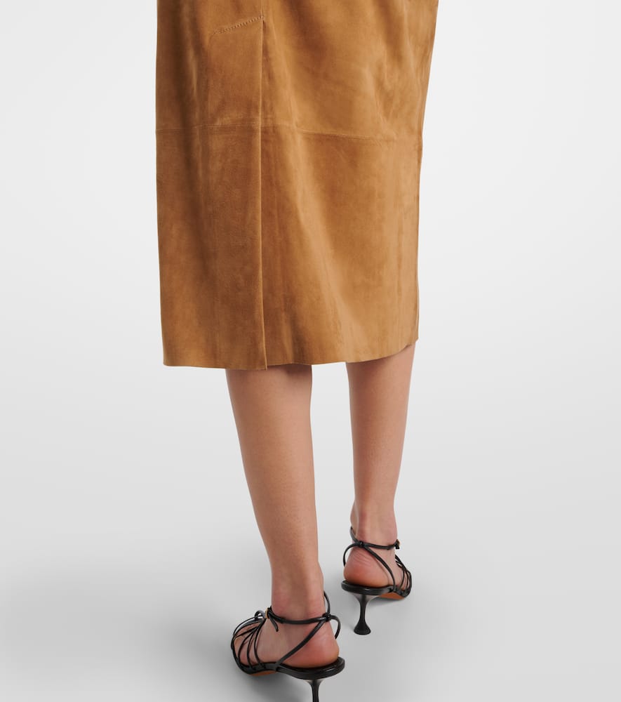 Leather midi skirt