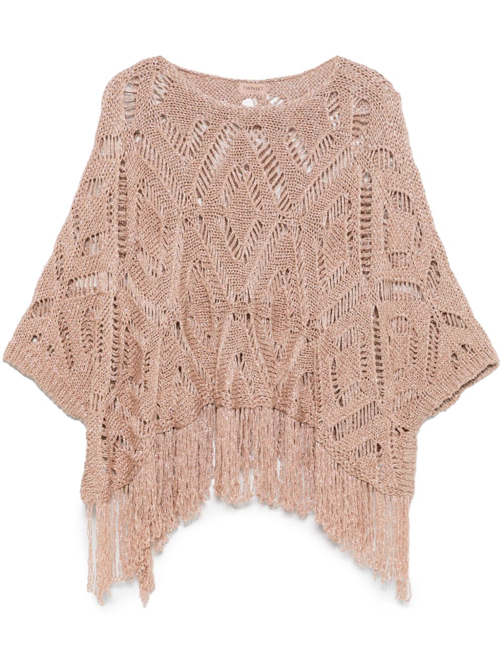 Openwork knit poncho - Neutrals