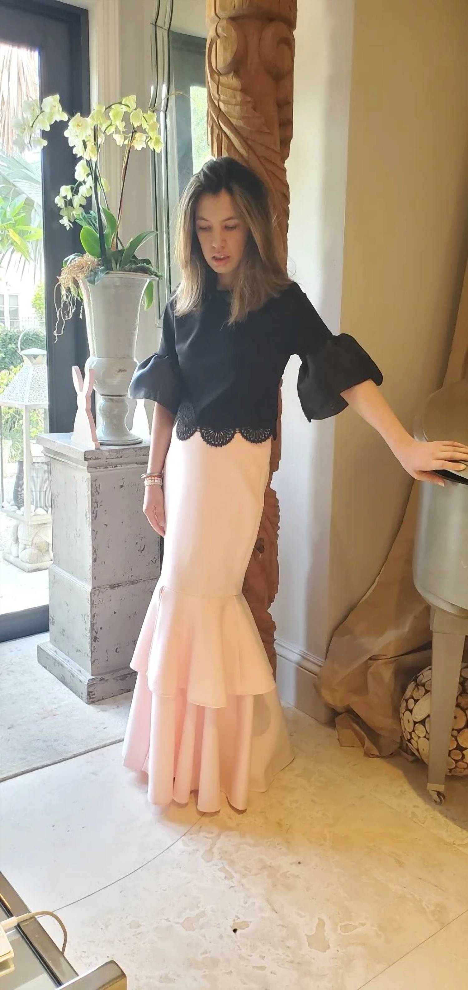 Maxi Flare Skirt In Pink