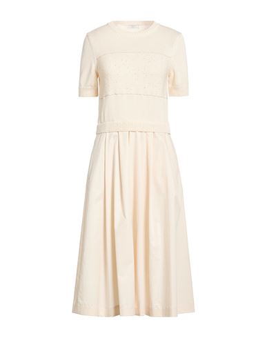 Woman Midi dress Cream Size 4 Cotton, Polyester, Elastane
