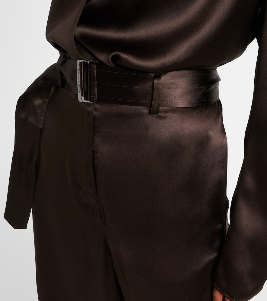 Silk-blend satin straight pants