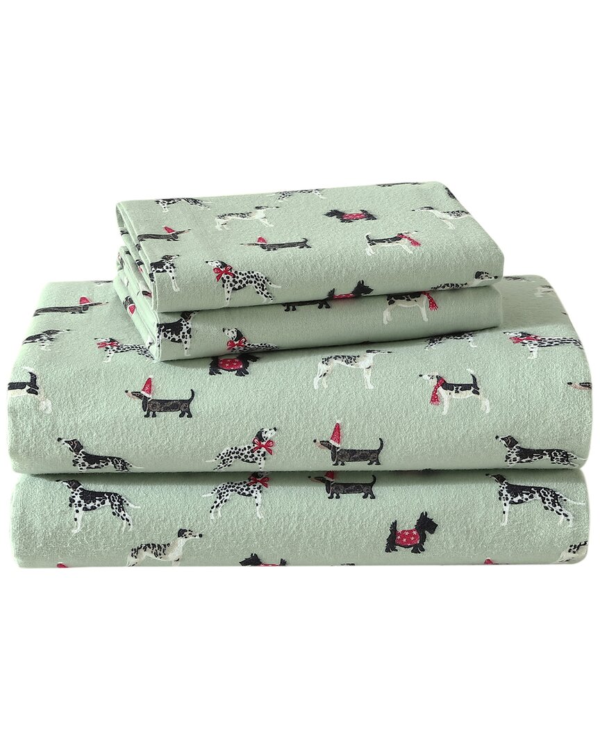 Holiday Pups Flannel Sheet Set