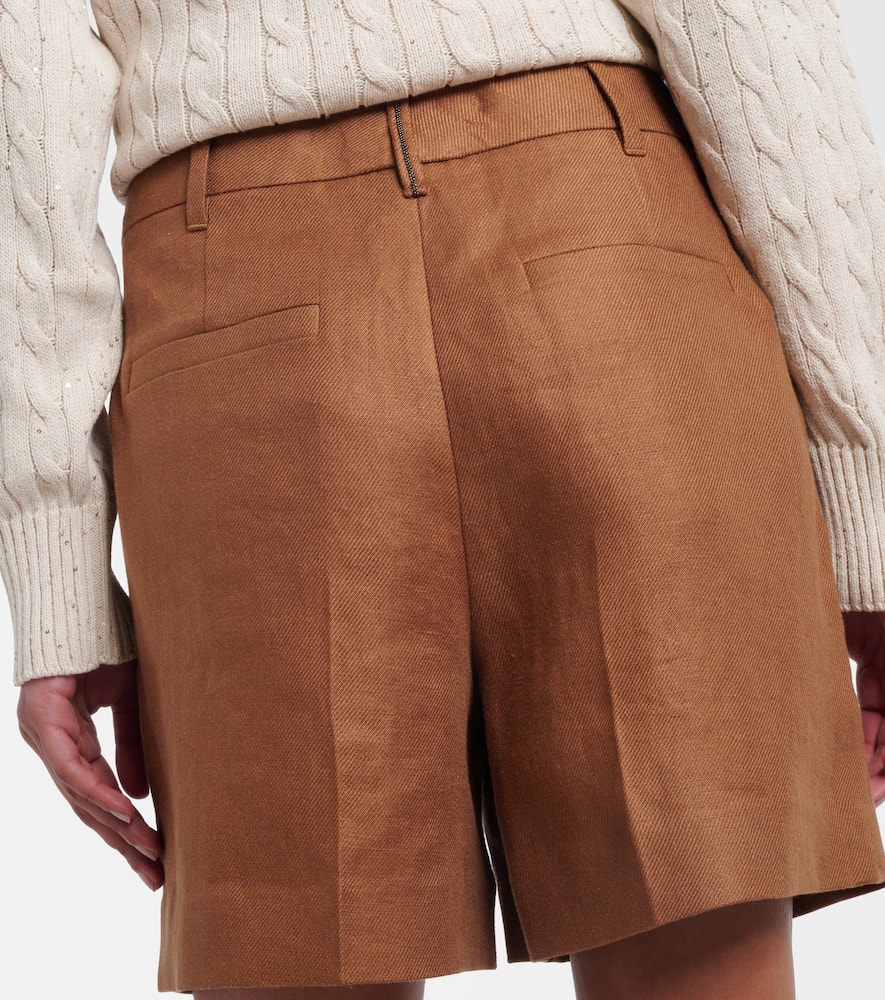 Mid-rise linen Bermuda shorts