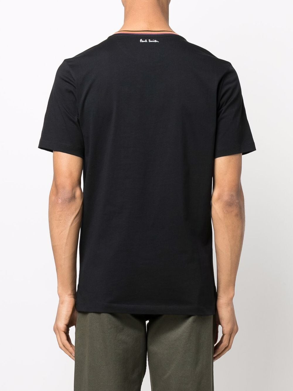 Stripe-trim organic cotton T-shirt