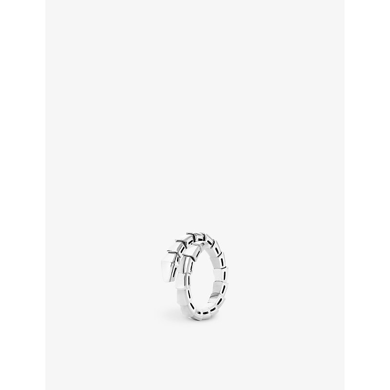 Womens White Gold Serpenti Viper 18ct White-gold Ring 