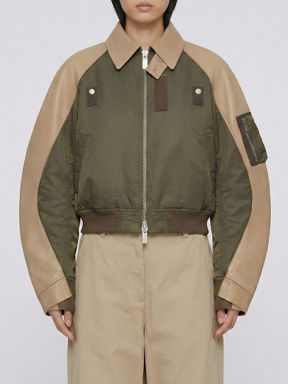 Cotton Chino X Nylon Twill Blouson Brown And Grey