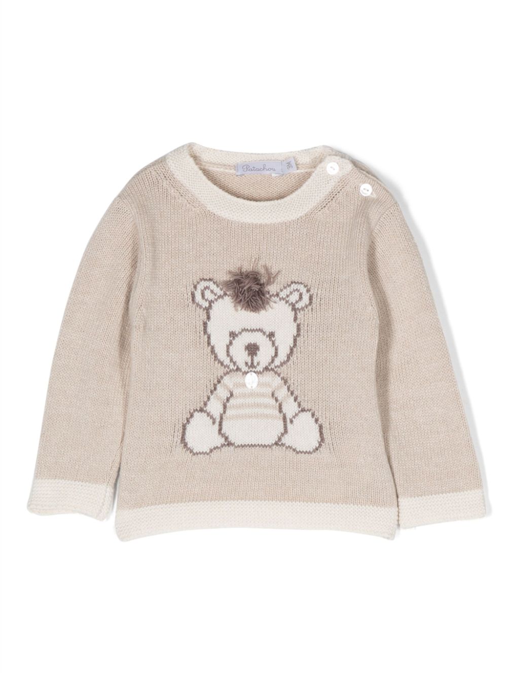 Bear-motif intarsia-knit jumper - Neutrals