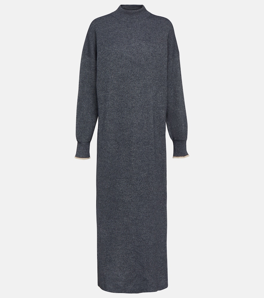 Ribbed-knit cotton and alpaca midi dress