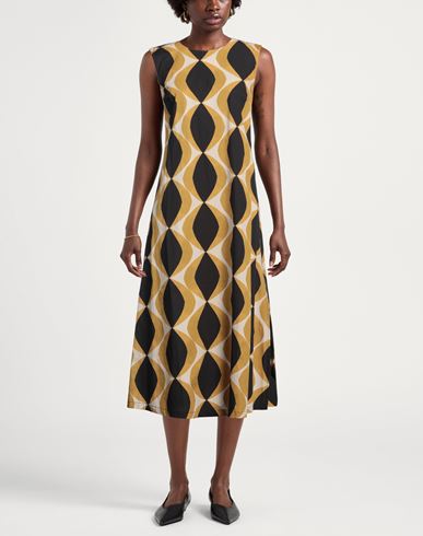 Alpha Studio Woman Midi dress Mustard Size 4 Cotton