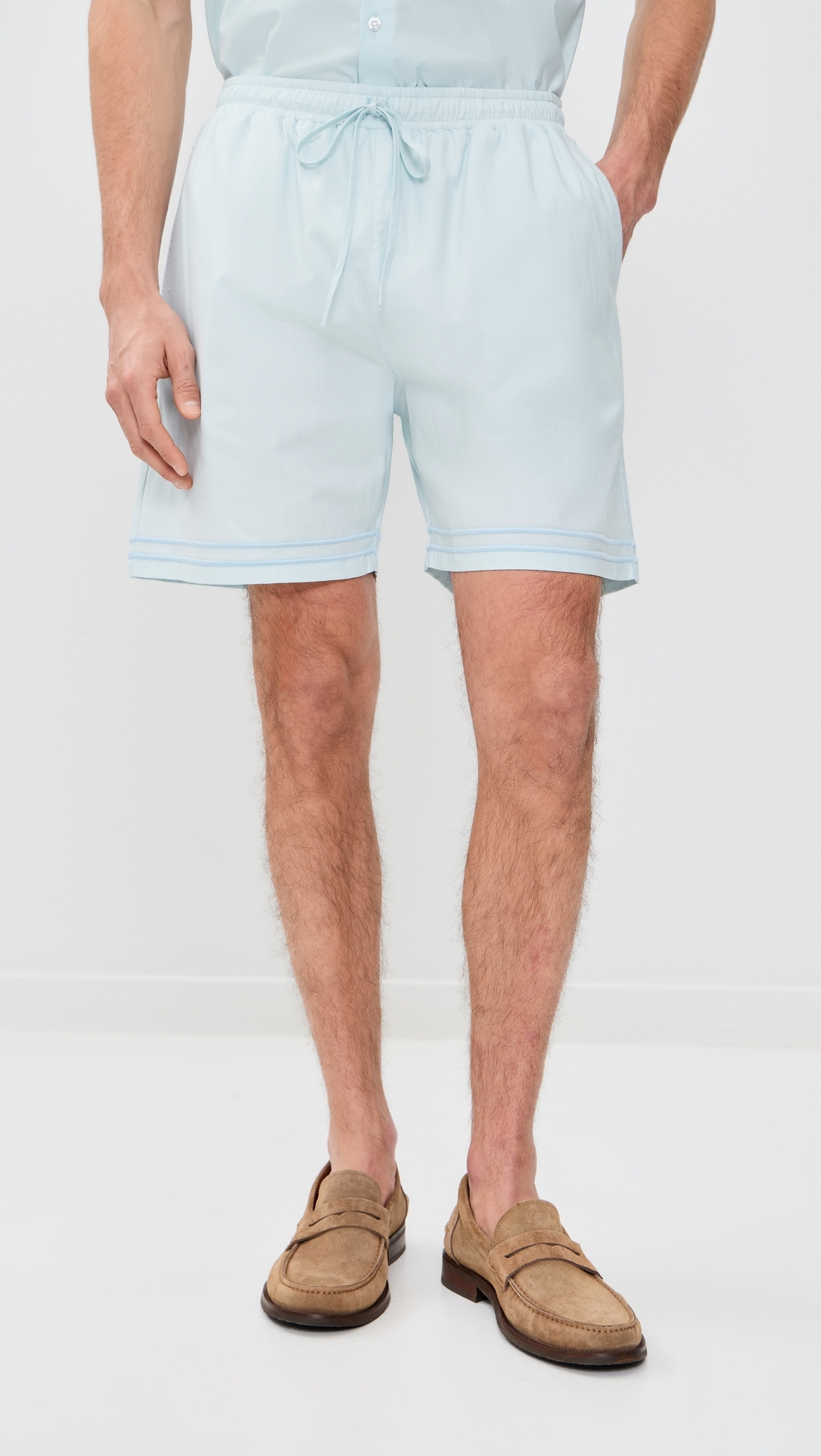 Samet Embroidered Linen Shorts Blue