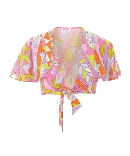 PUCCI Printed Tie-Front Cropped Top