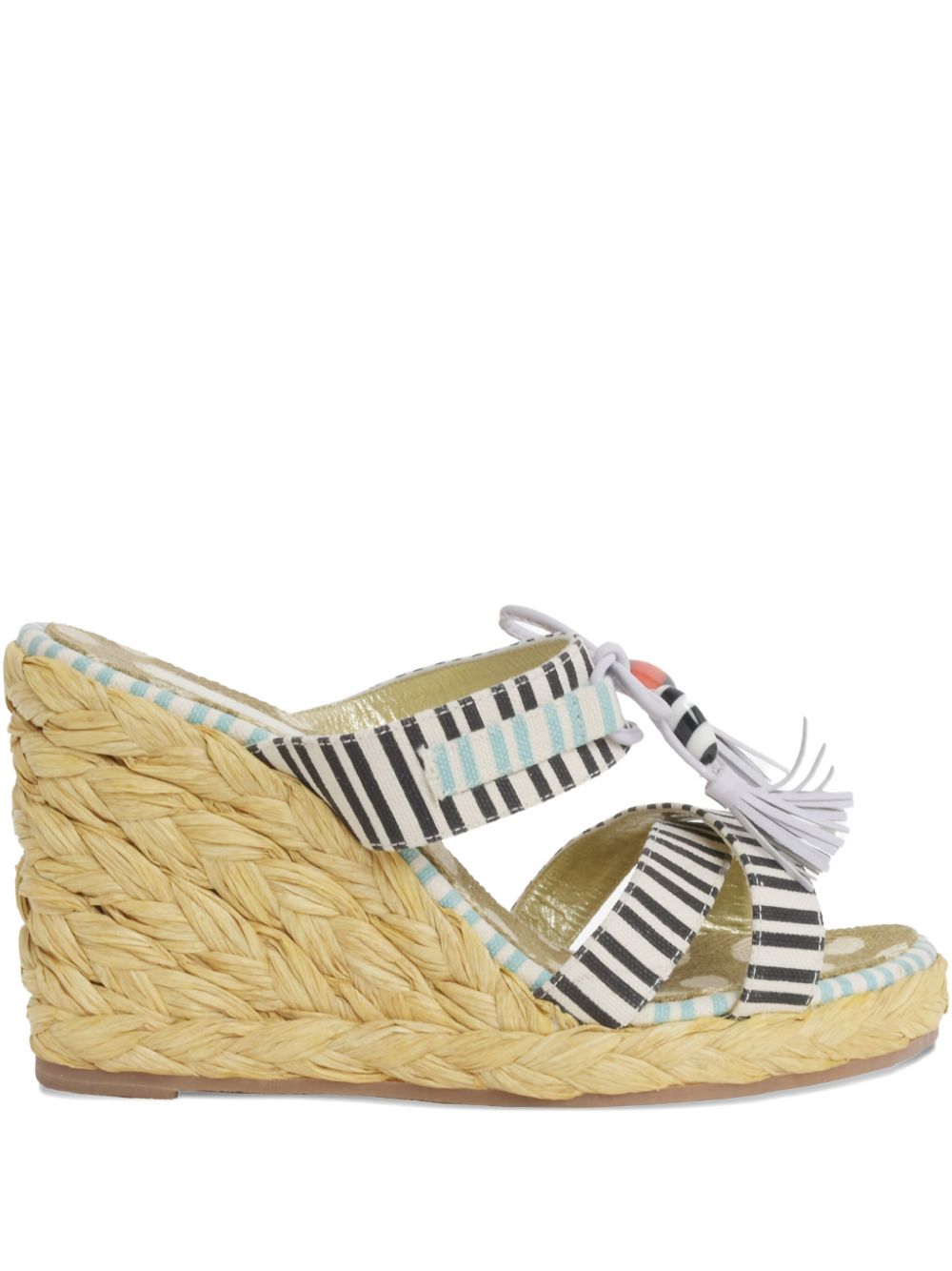 110mm striped sandals - White