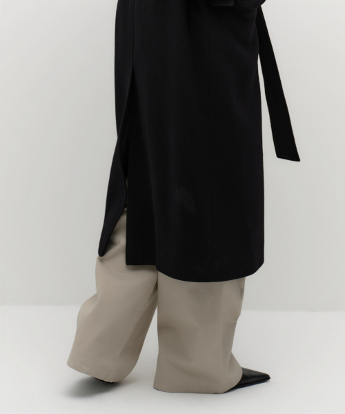 Womens Cashmere Blend Oversized Shoulder Trench Coat