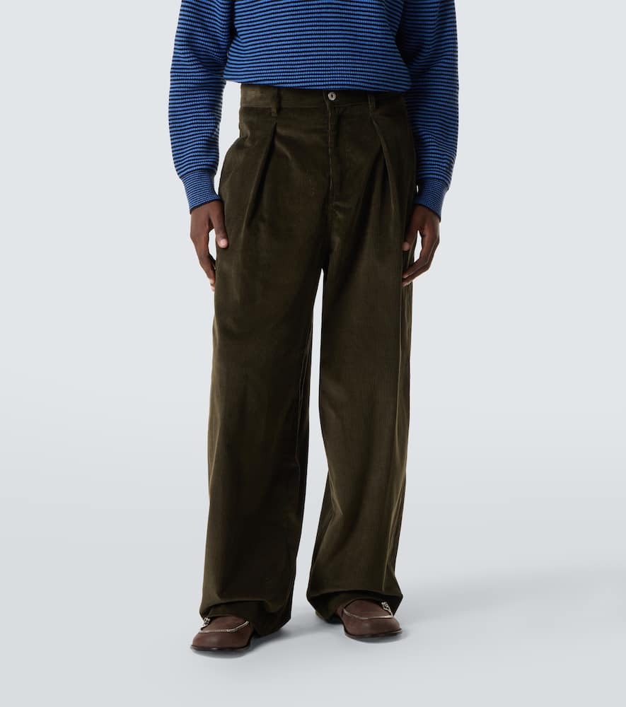 Cotton corduroy wide-leg pants