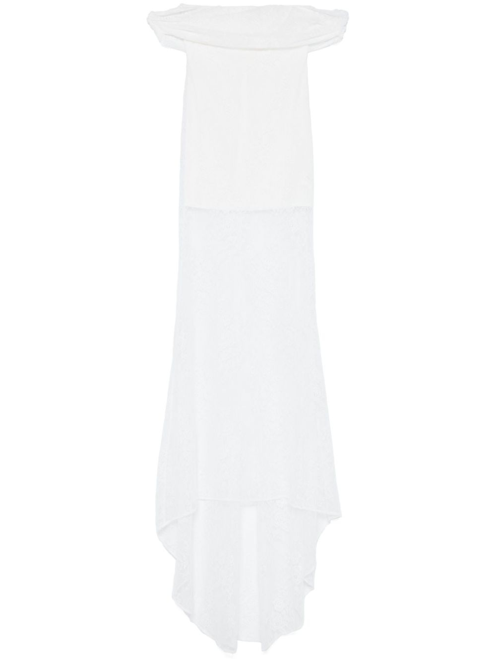 Off-shoulder lace maxi dress - White