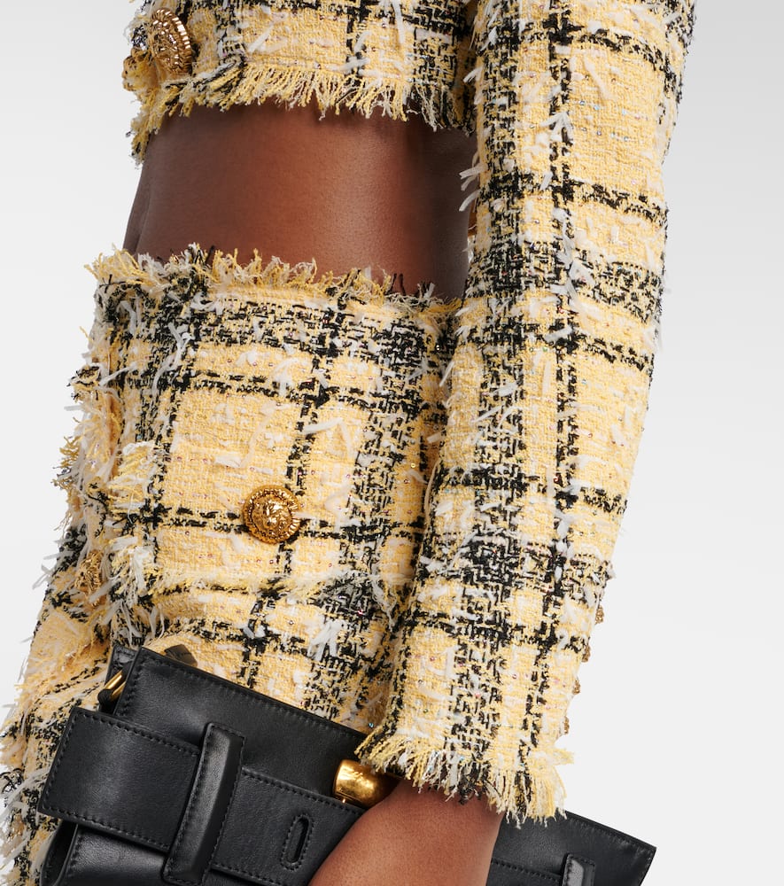 Cropped sequined tweed jacket