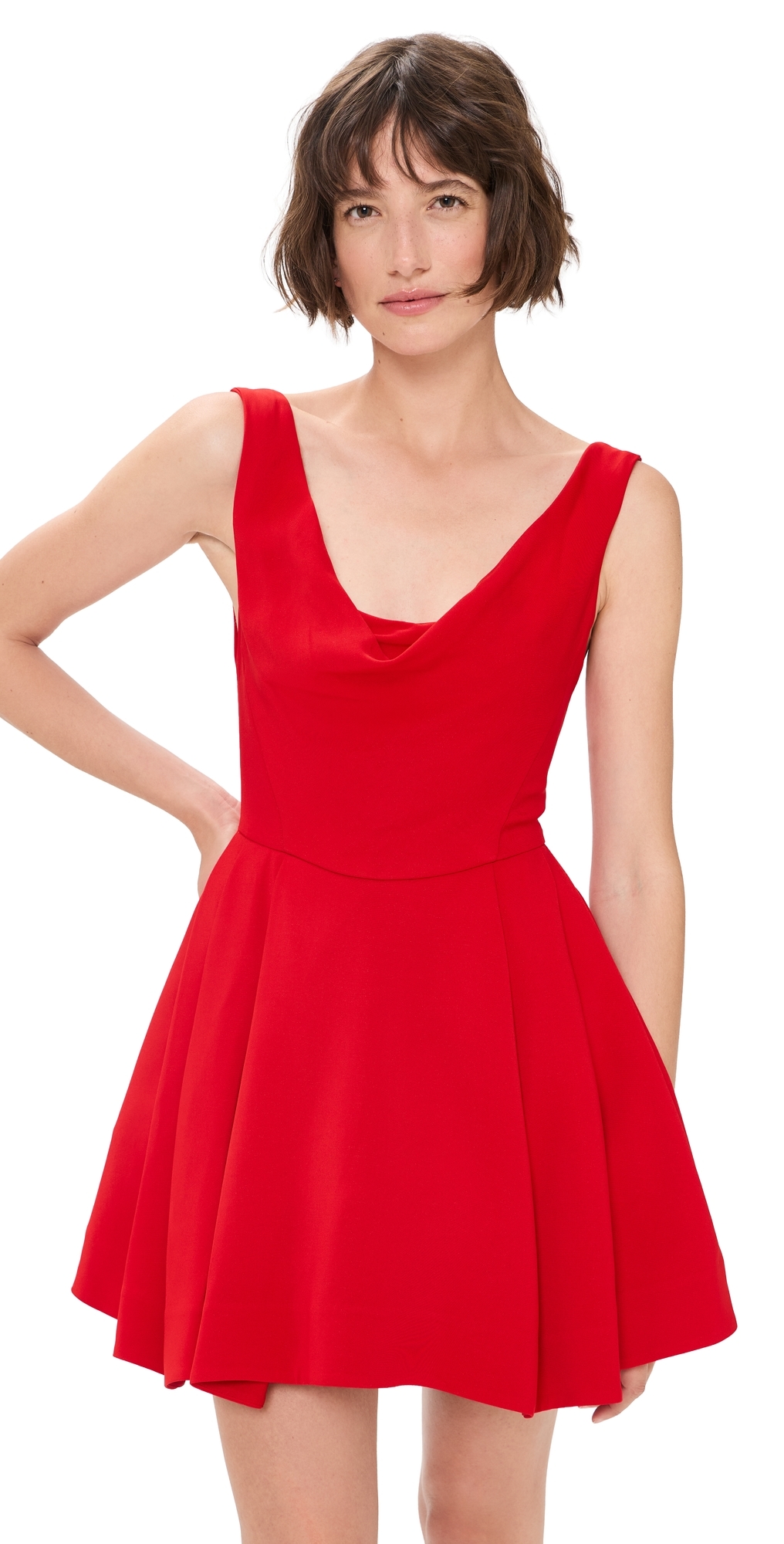Estrella Draped Flare Mini Dress Chili Pepper