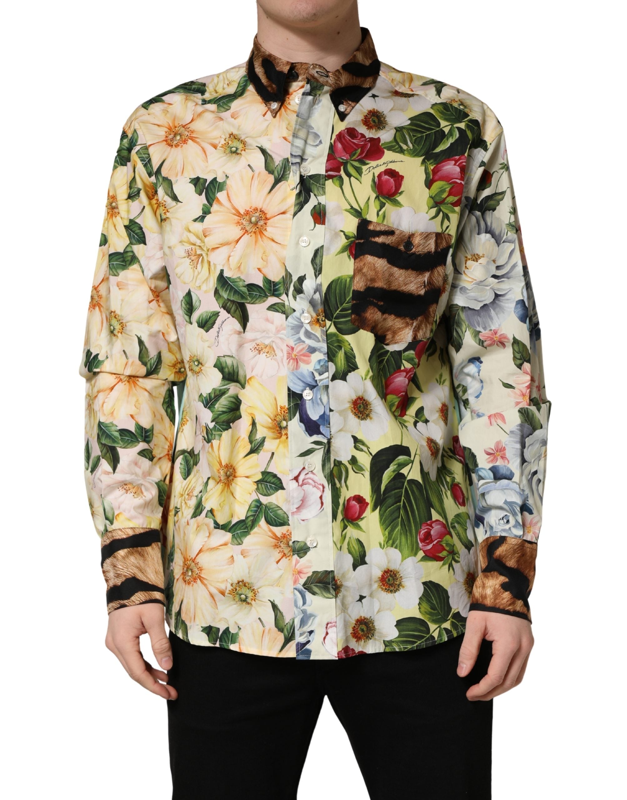Floral and Animal-Print Shirt — Multicolor