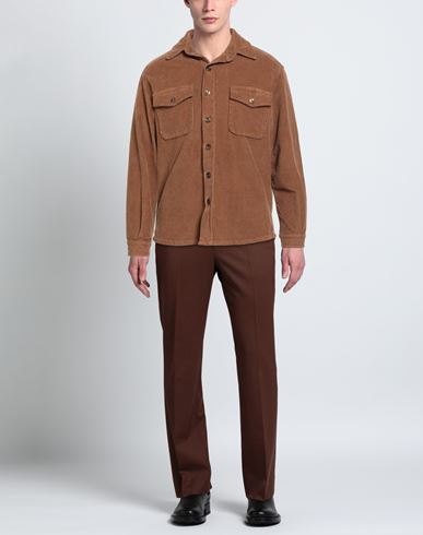 Man Shirt Tan Size 38 Cotton, Elastane