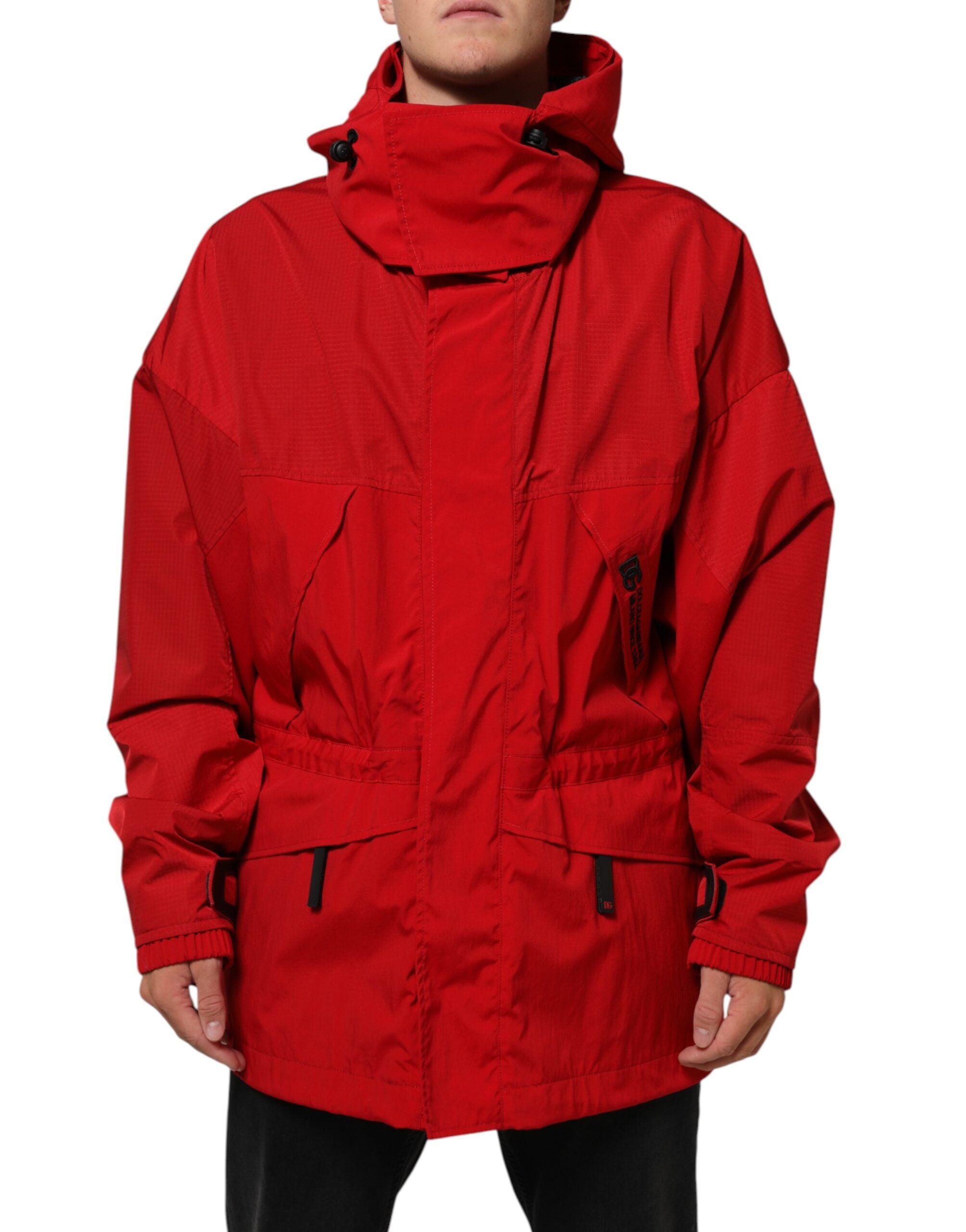 Hooded Nylon Parka — Red