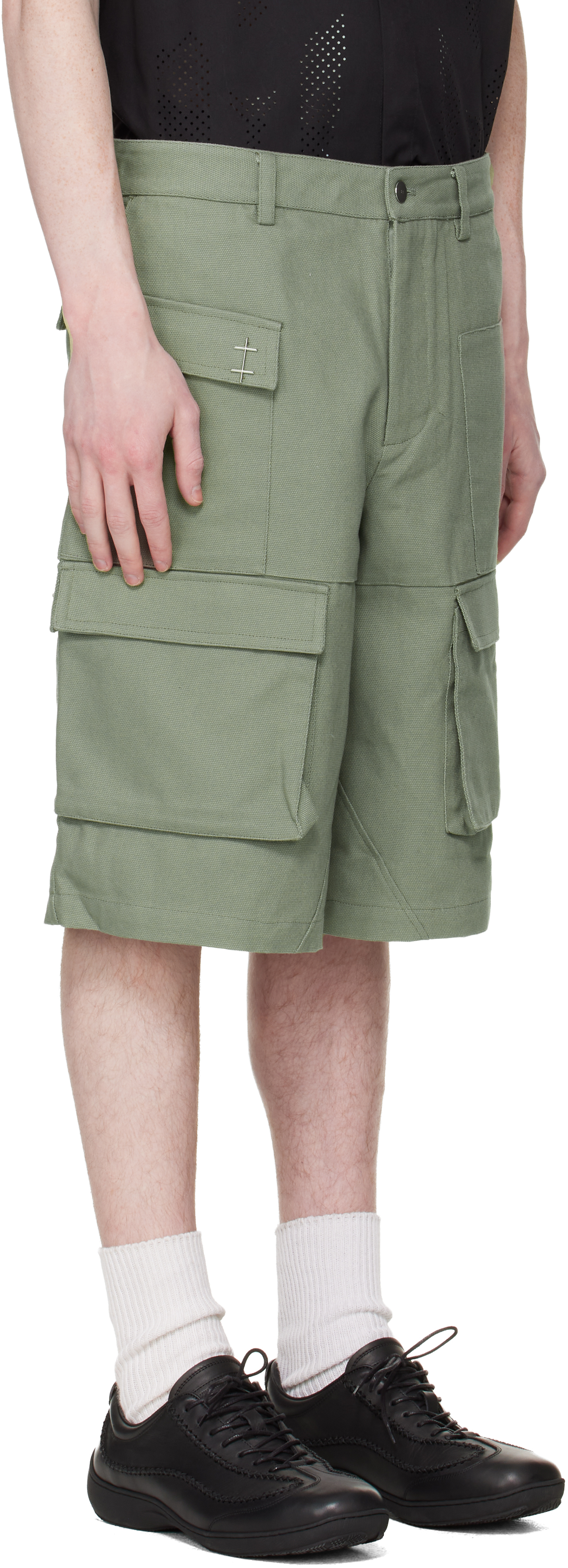 Green Cellulae Cargo Shorts