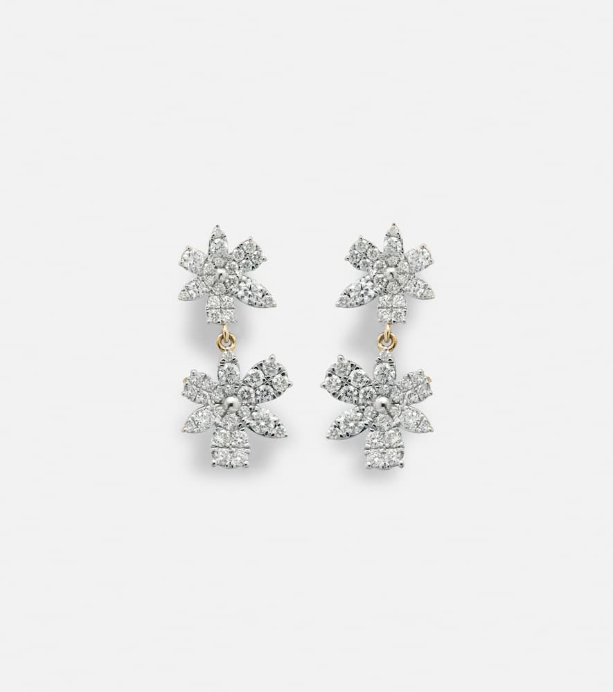Grand Magnolia 14kt gold drop earrings with diamonds