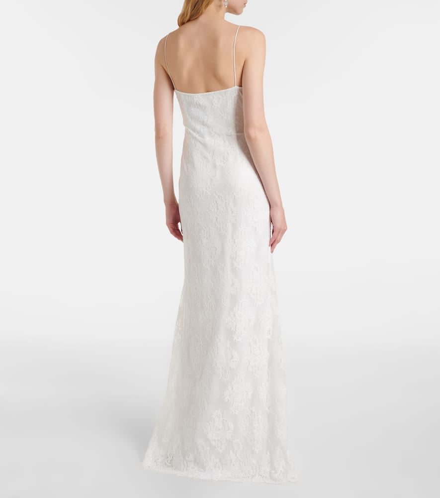 Strappy floral lace gown