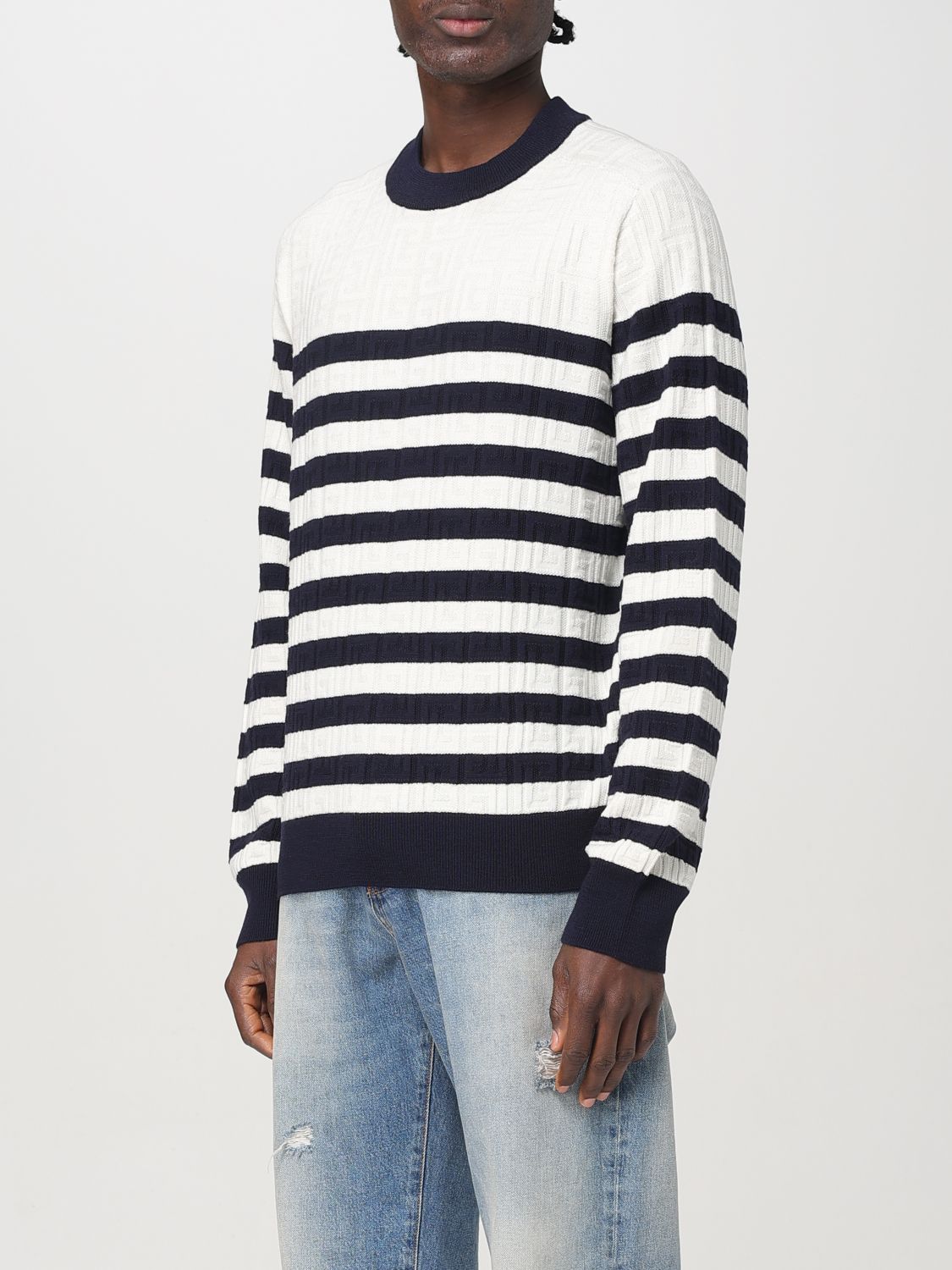 Balmain Gestreifter Pullover - Weiß