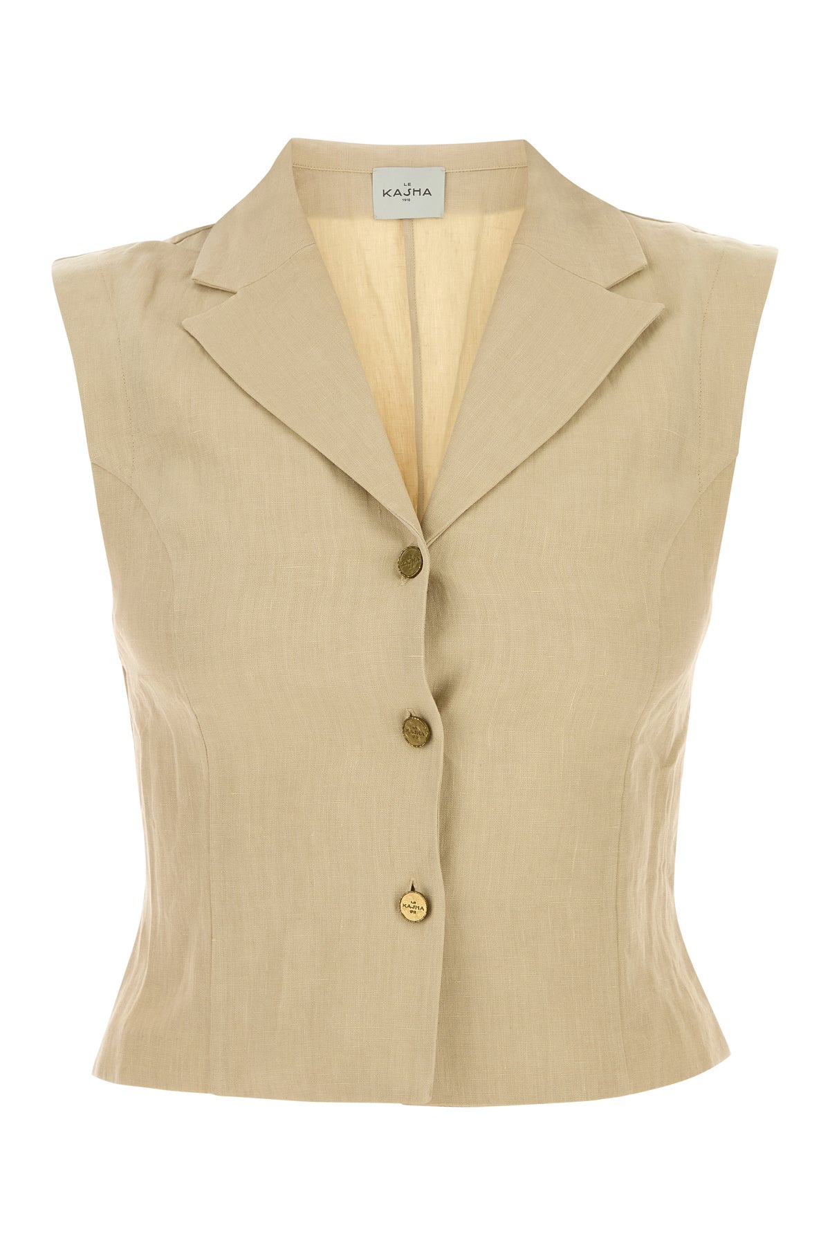 LE KASHA Beige linen Sawadah vest