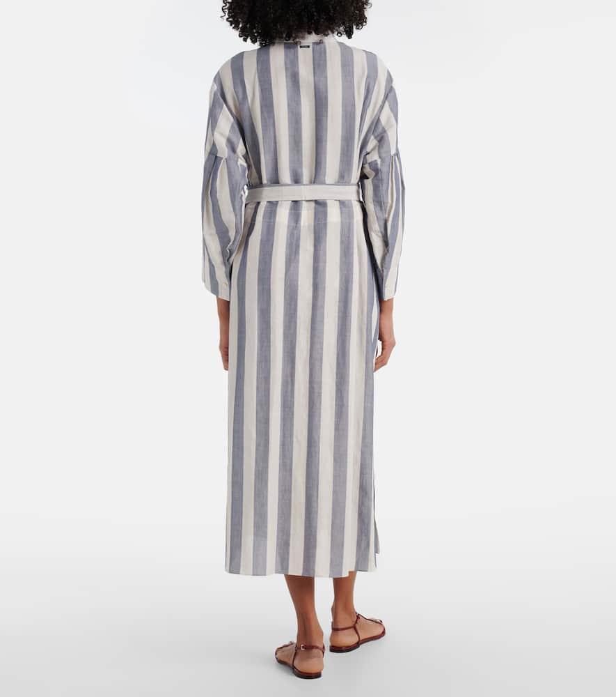 Rima striped ramie and cotton midi dress