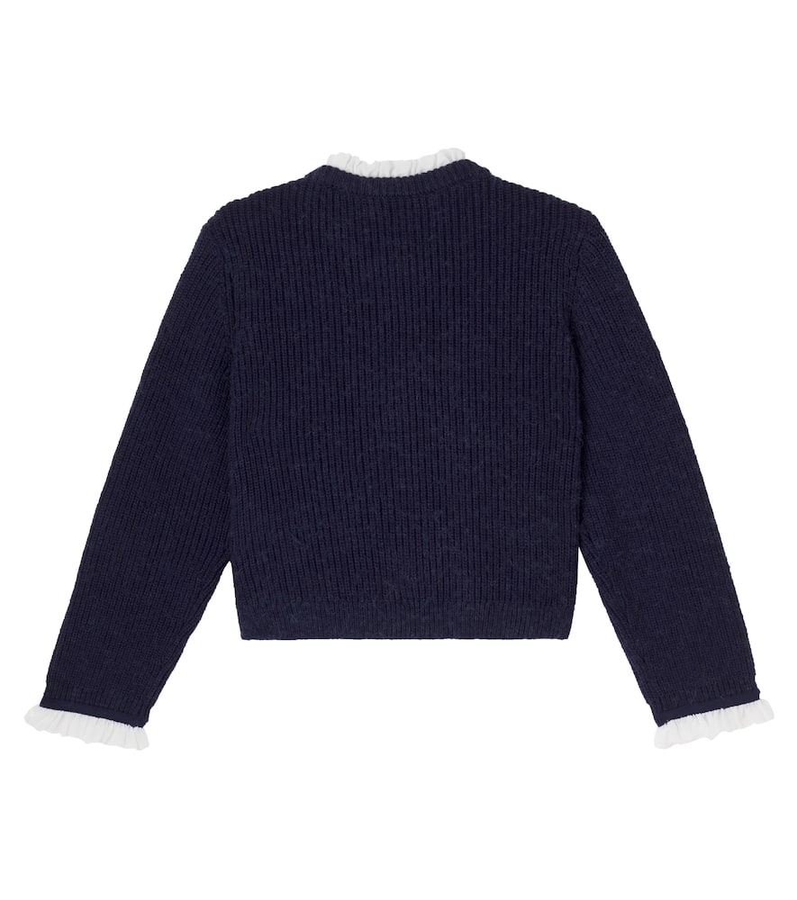Embellished ribbed-knit cardigan
