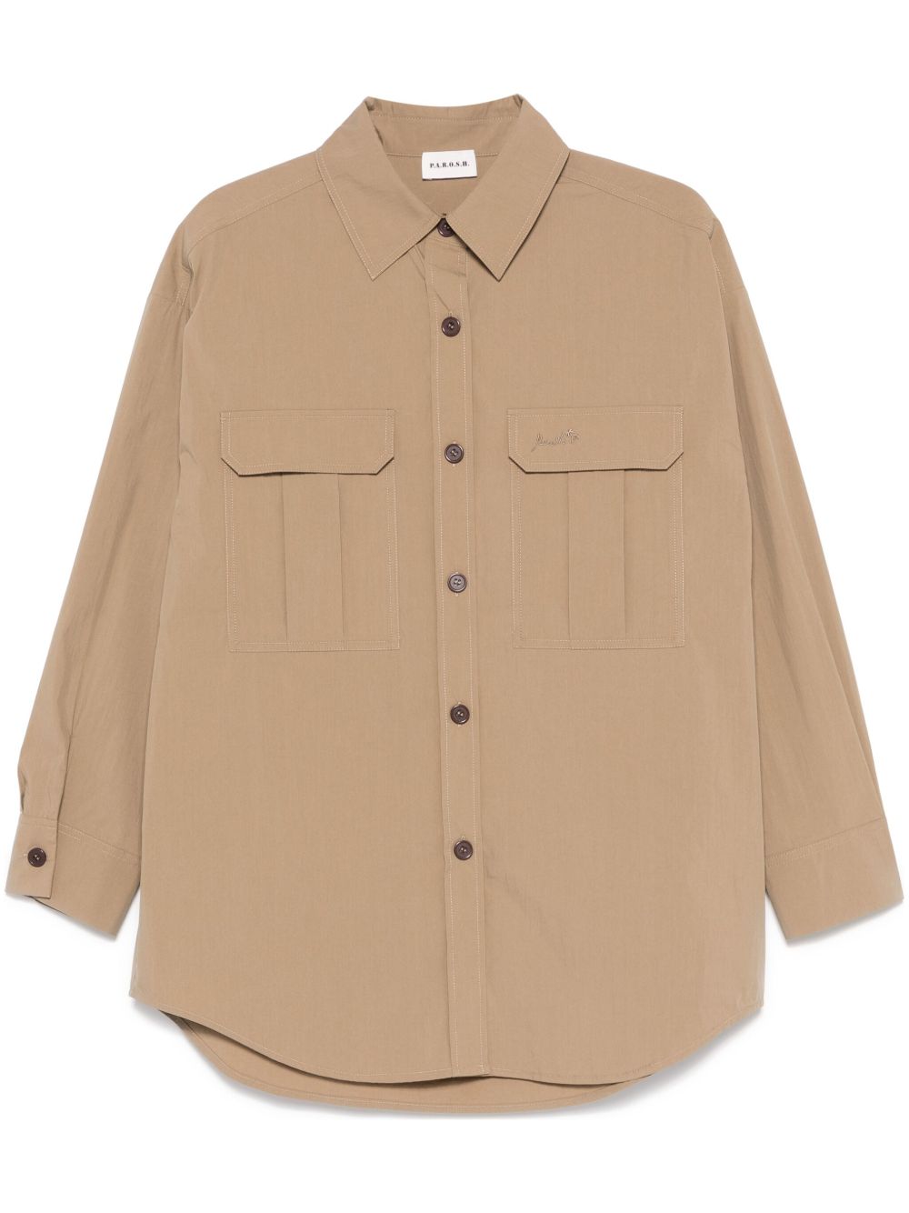 Logo-Embroidered Shirt — Beige