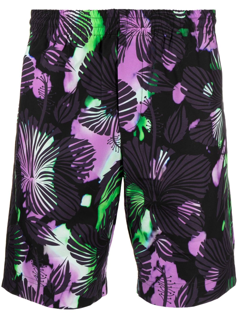 Abstract-print cotton bermuda shorts - Black