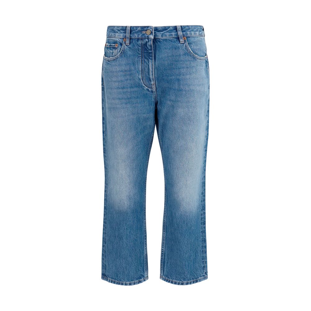 Straight-Leg Cotton Jeans — Blue