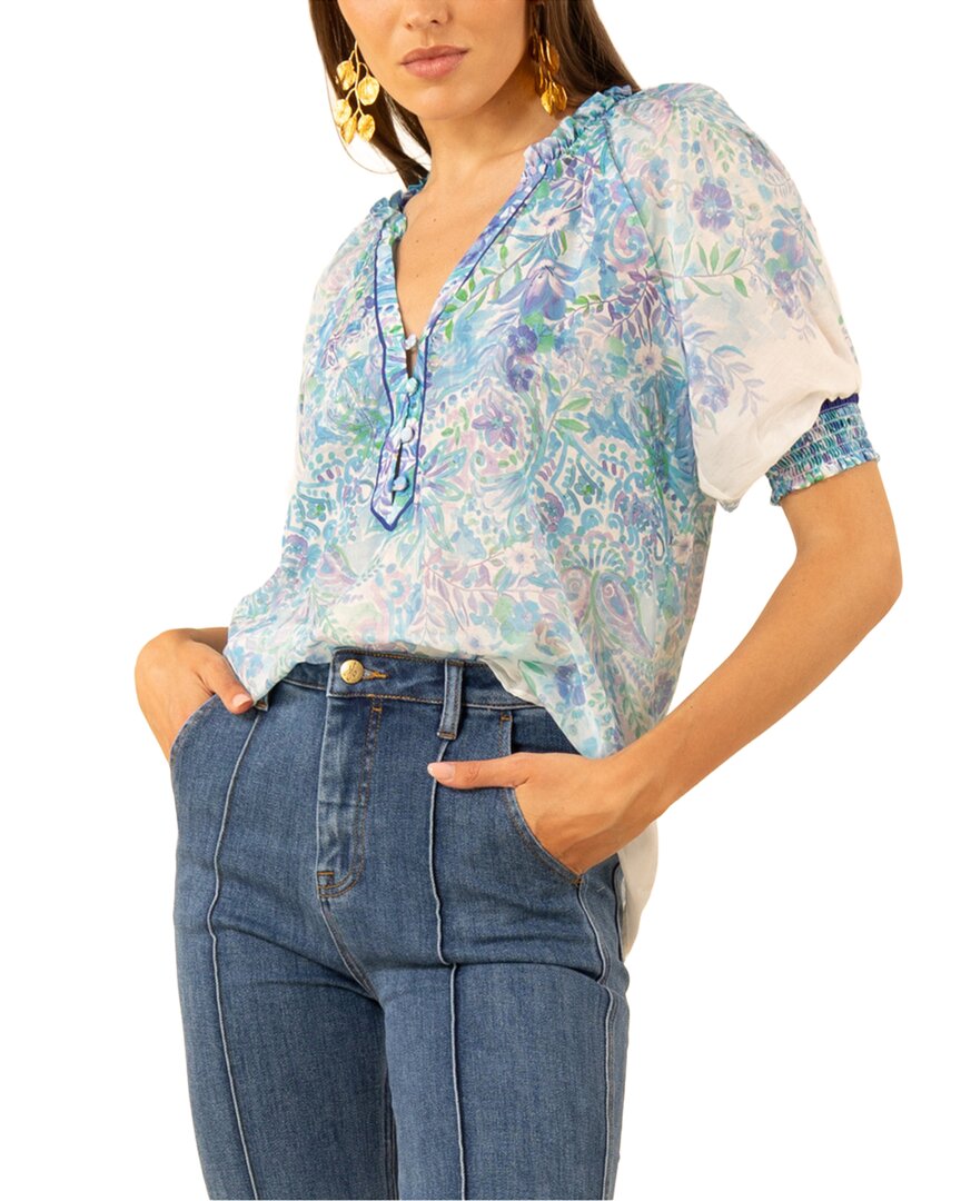 Yareli Short Sleeve Silk-Blend Top