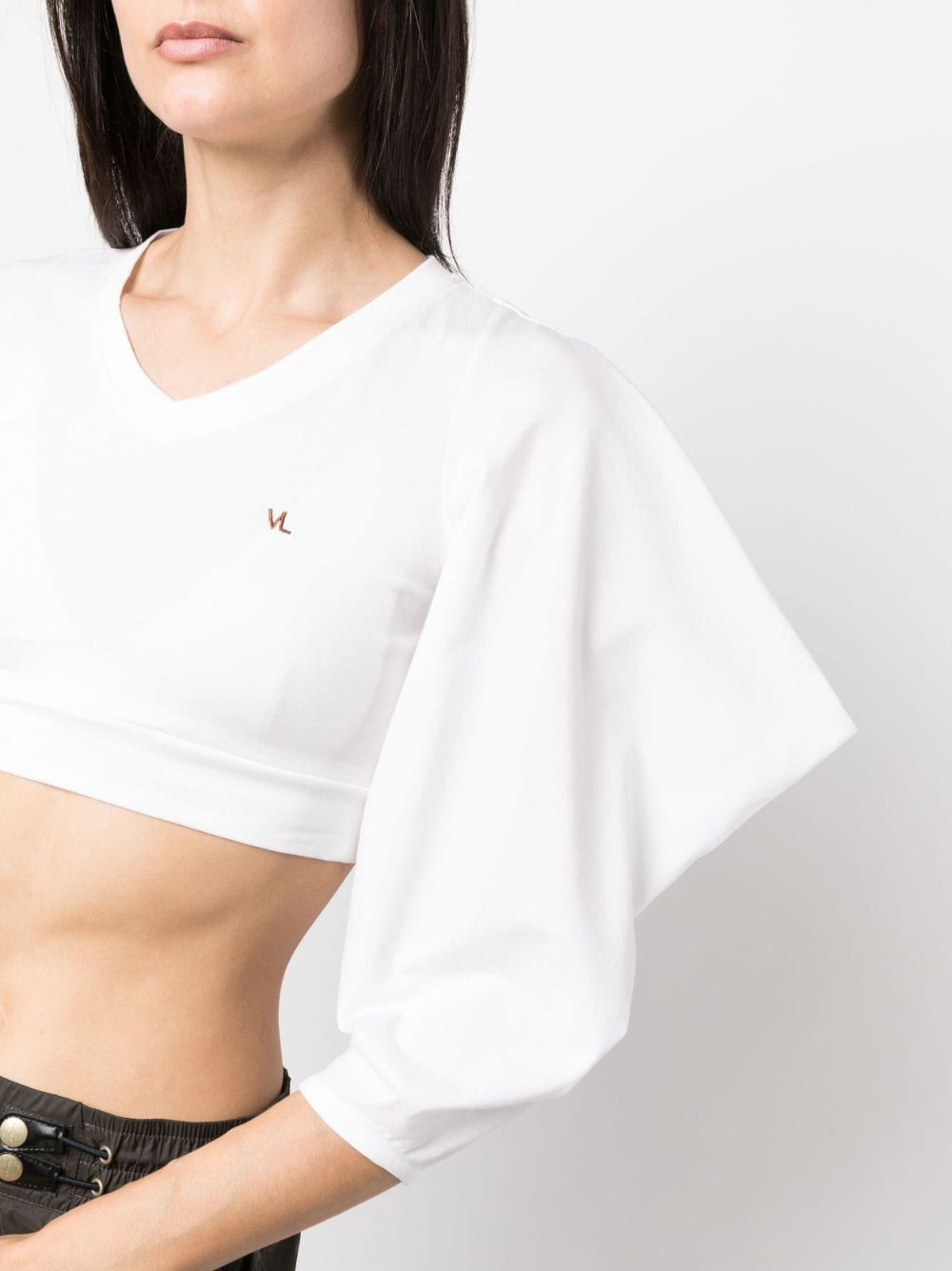 Véronique Leroy Cotton Jersey Triangle Sleeve Crop T Shirt