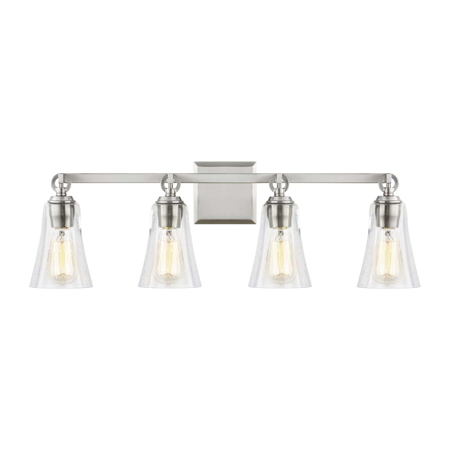 Visual Comfort Studio Monterro 4-Light Bathroom Vanity Light in Satin Nickel by Sean Lavin