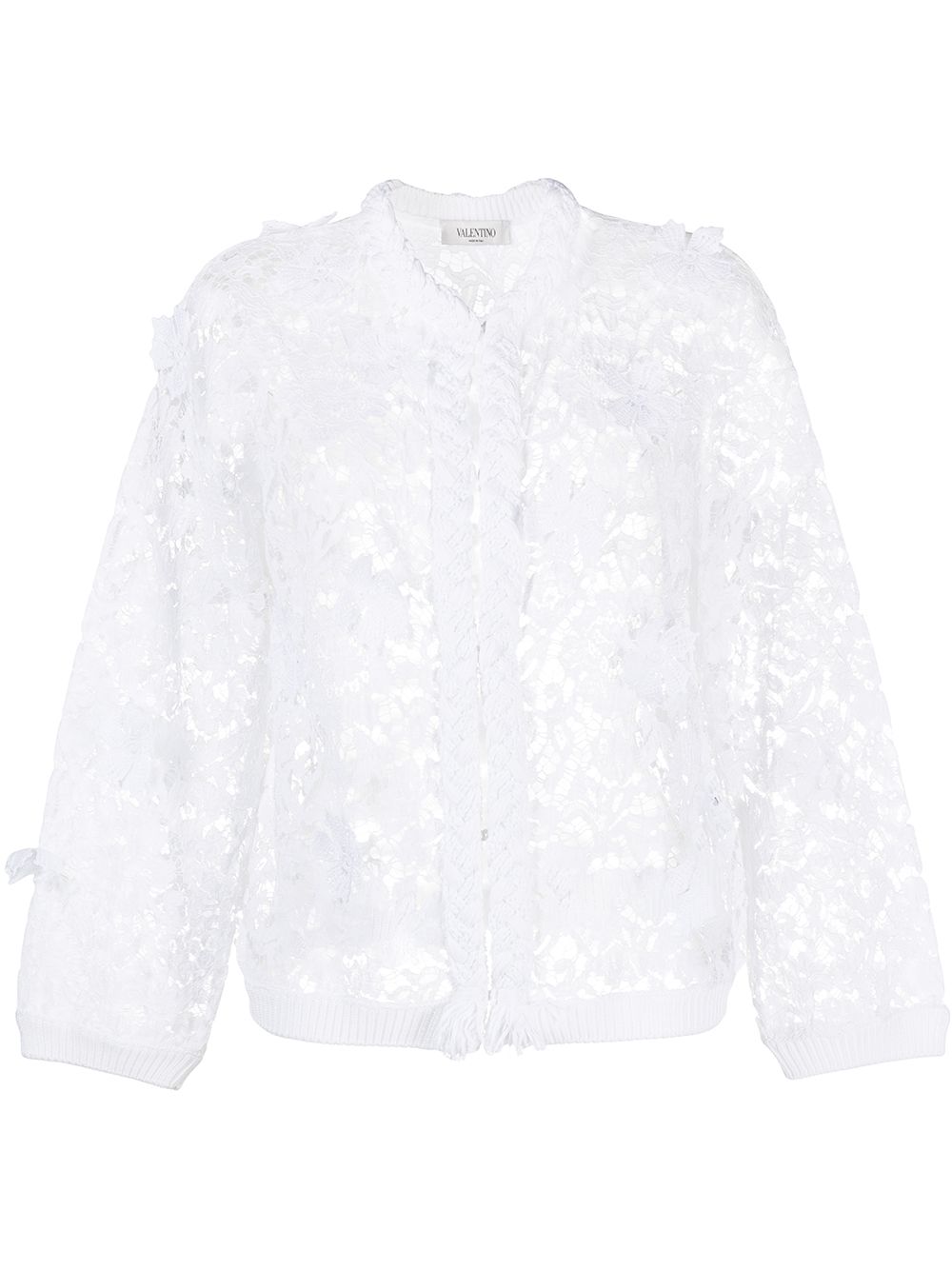 Floral lace cardigan - White