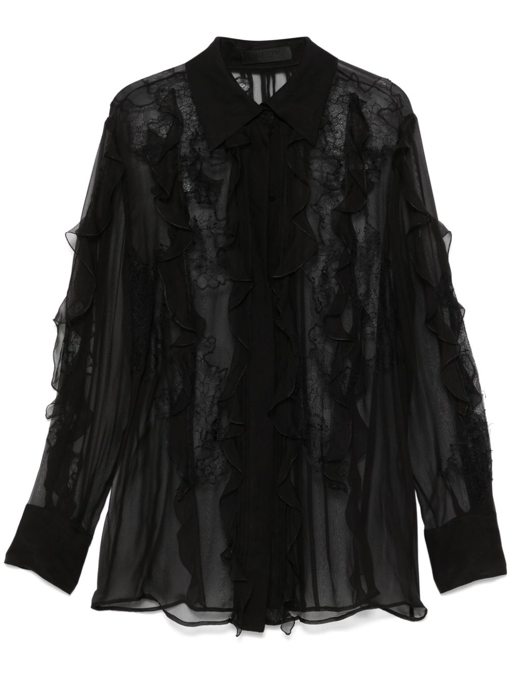 Floral-embroidered blouse - Black