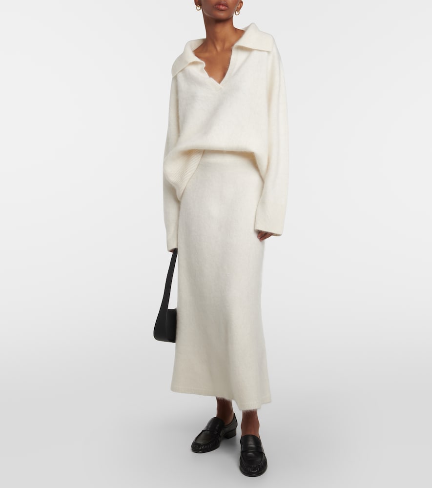 Asta brushed cashmere midi skirt