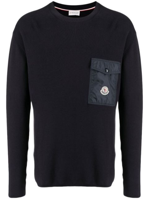 Pocket-detail crew neck jumper