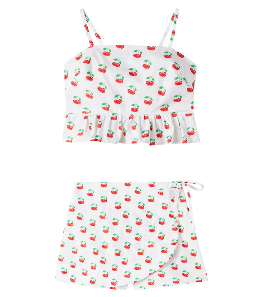 Fábula Printed cotton top and skirt set