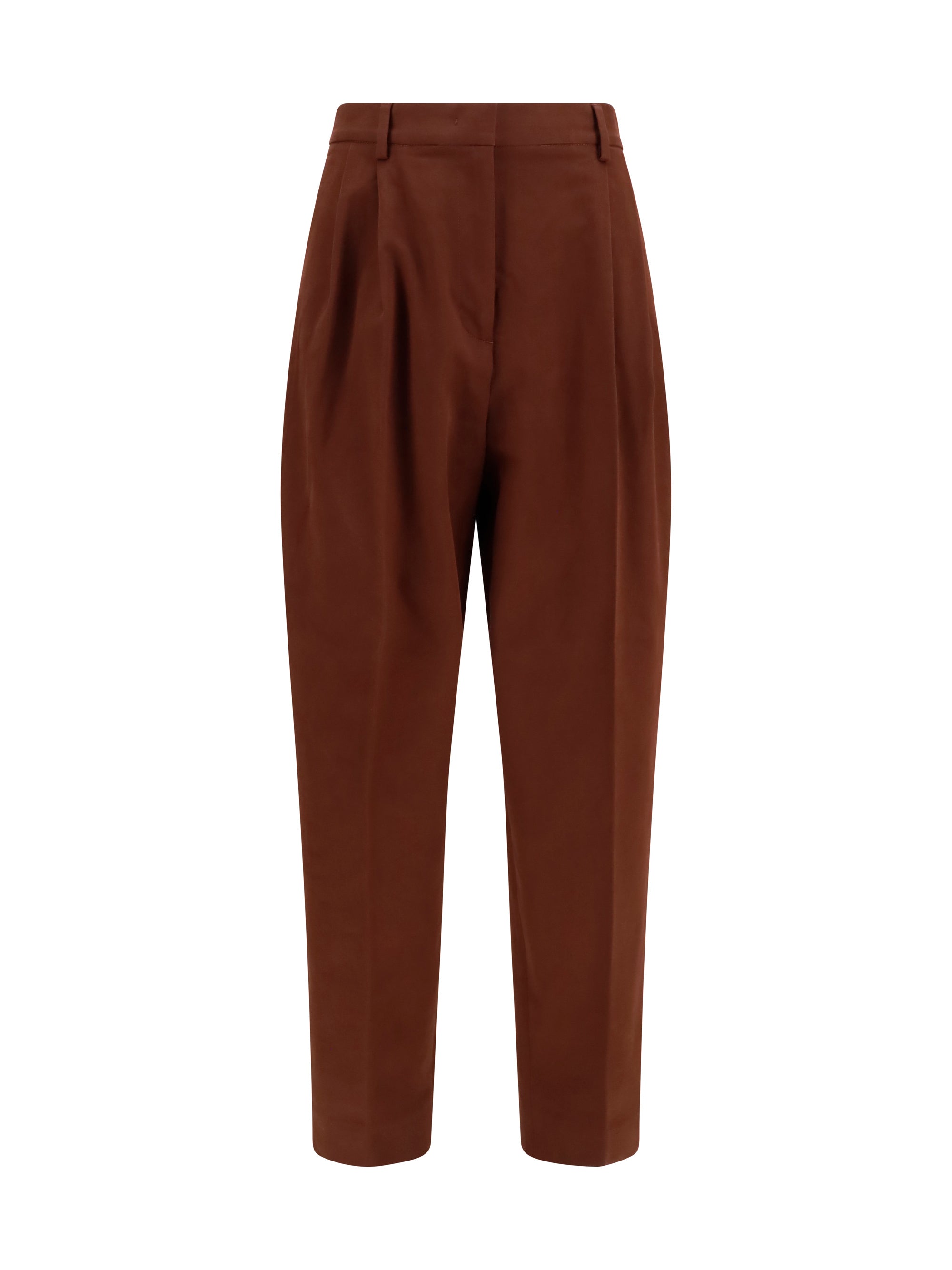 Wool-Blend Elasticated-Waist Trousers — Brown