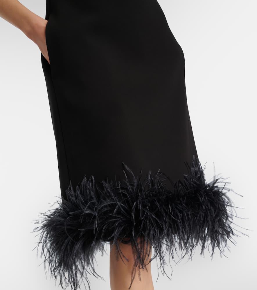Semito feather-trimmed midi dress