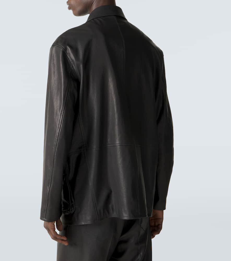 Leather blouson jacket