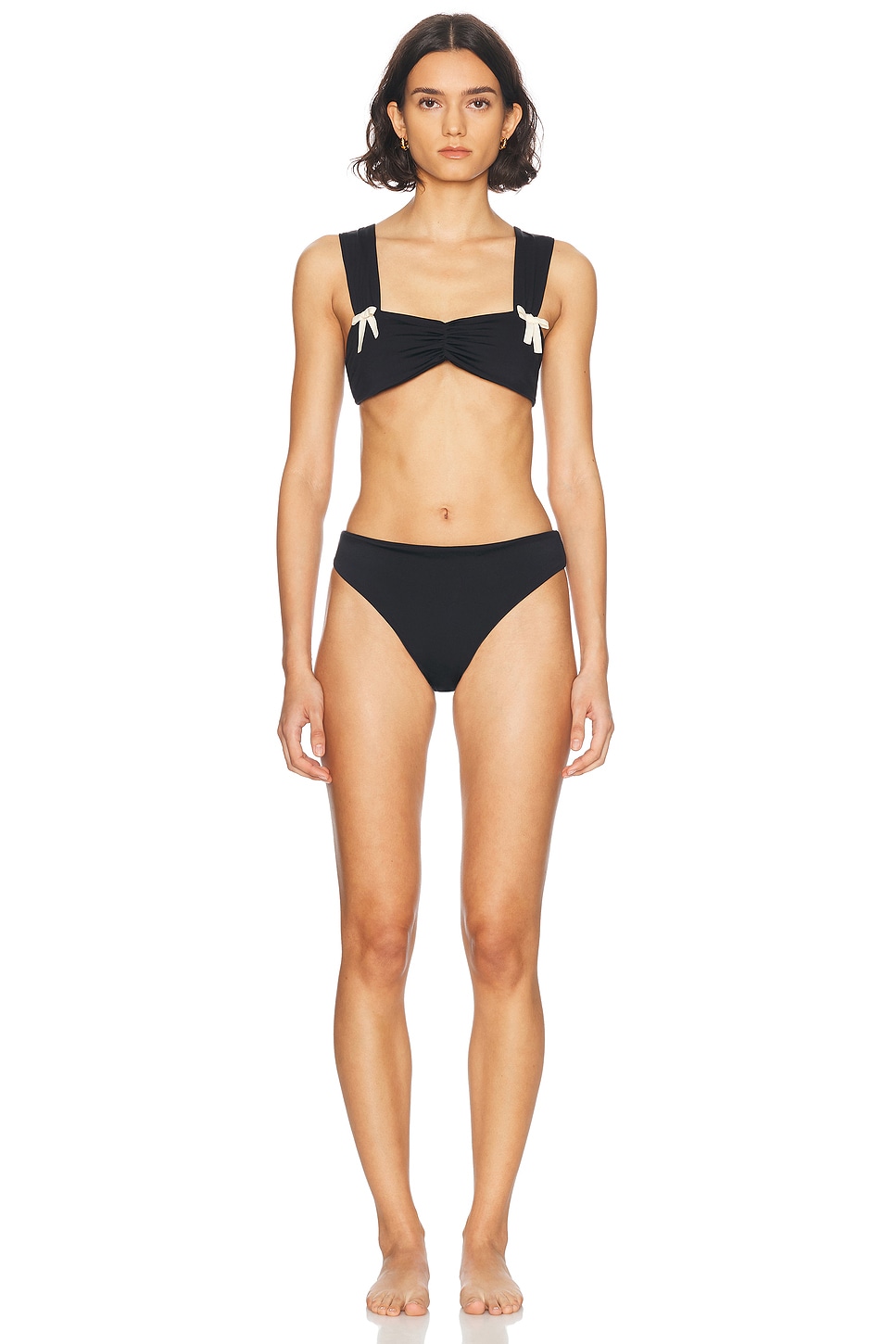 Marlies Grace Capri Bikini Set in Black & Cream Bow - Black.  XS also in L