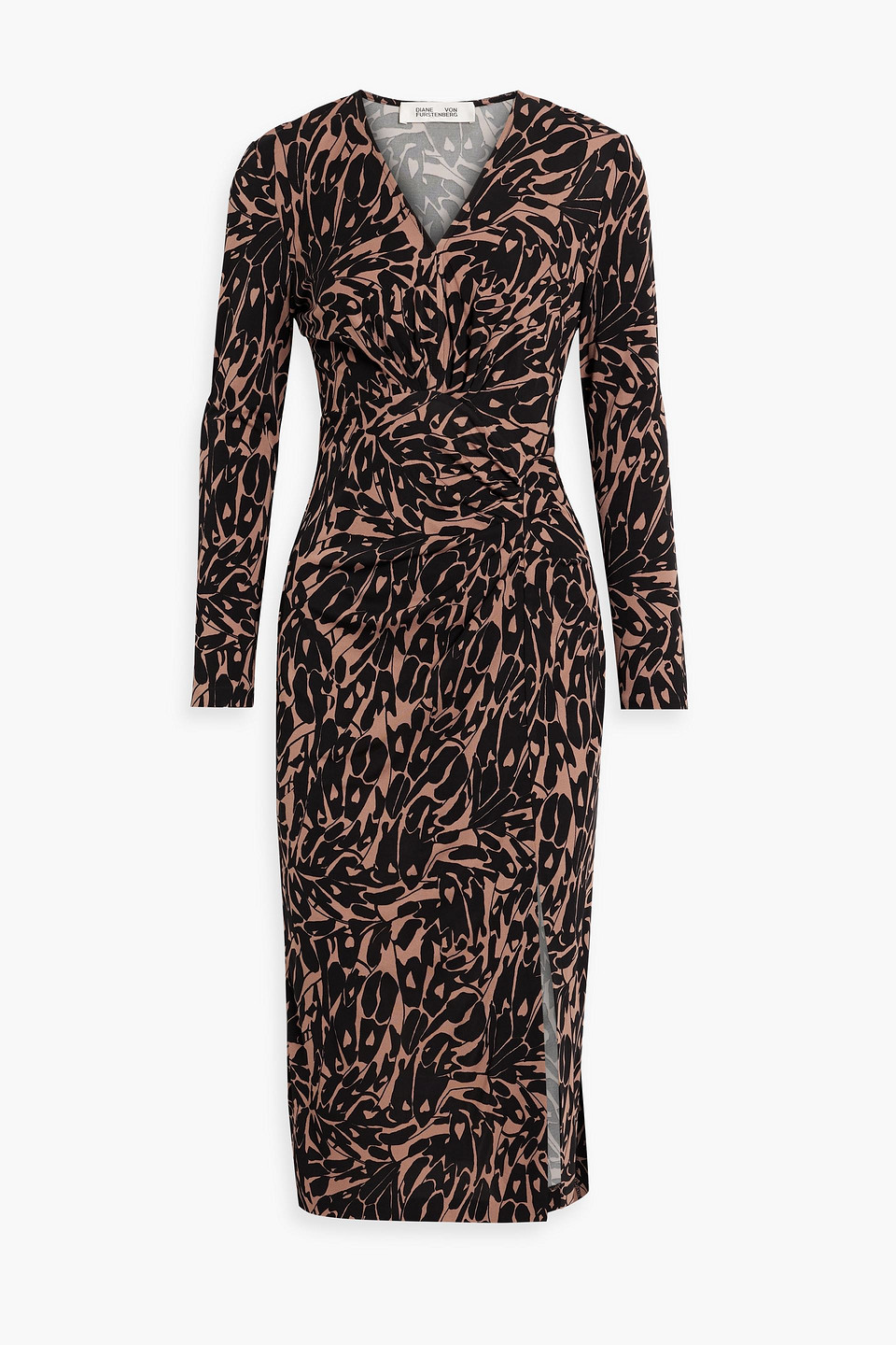 Grendel draped printed jersey midi dress - Brown - XS