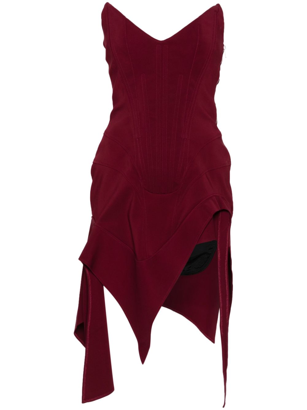 Asymmetric bustier mini dress - Red